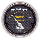 Autometer Mechanical Oil Pressure Gauge Carbon Fiber Marine