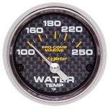 Autometer Electric Water Temperature Gauge Carbon Fiber Marine