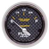 Autometer Fuel Gauge Carbon Fiber Marine
