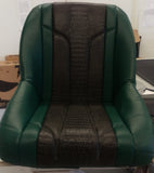 Custom Seat Covers--Green Vinyl and Black Gator