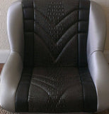 Custom Seat Covers--Silver Vinyl and Black Gator