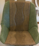 Custom Seat Covers--Green Vinyl and Bronze Gator
