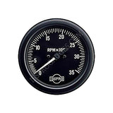 ISSPRO MECHANICAL 3500 RPM TACHOMETER GAUGE WITH HOURMETER, BLACK BEZEL, 3 3/8"