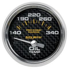 Autometer Electric Oil Temperature Gauge Carbon Fiber Marine