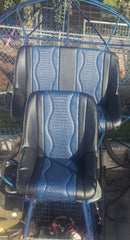 Custom Seat Covers--Black Vinyl and Blue Gator